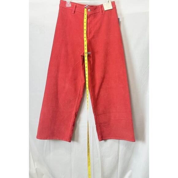 High Rise Sailor Wide Leg Womens Size 8 Corduroy Red Pants NWT - Picture 3 of 13